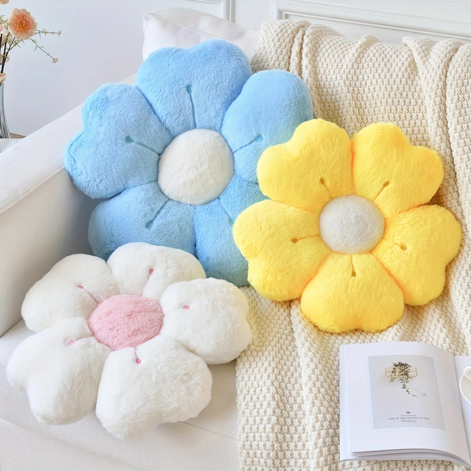 Plush Daisy Flower Pillow