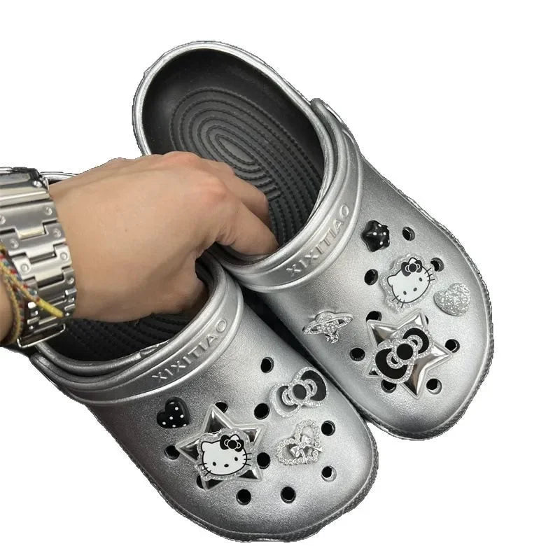 Cute Kitty Metallic Shoe Charms