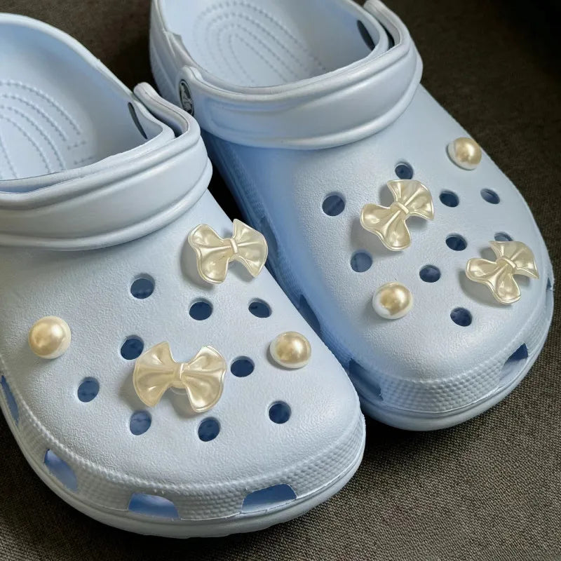 Pearl Bow Shoe Charms
