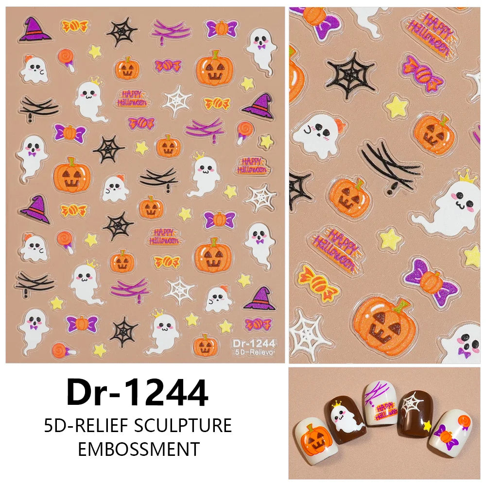 Halloween 5D Embossed Nail Stickers