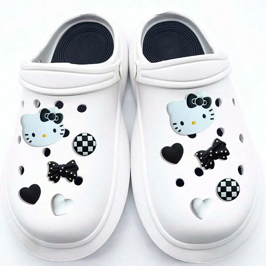 Black & White Kitty Shoe Charms