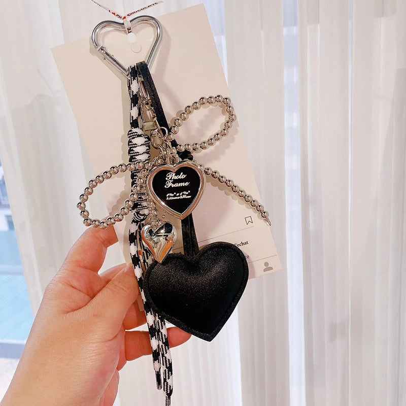 Leather Heart Bow Keychain