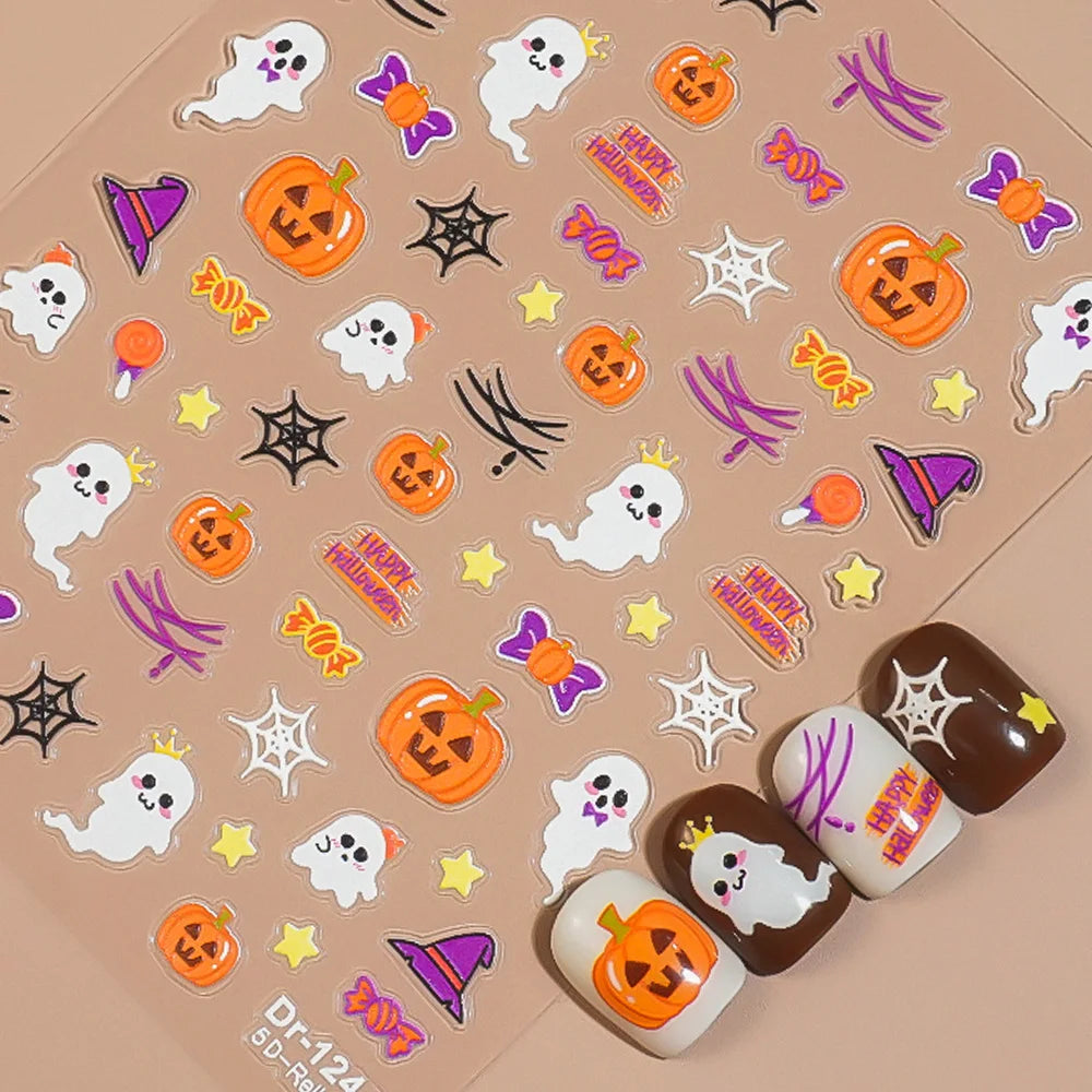 Halloween 5D Embossed Nail Stickers
