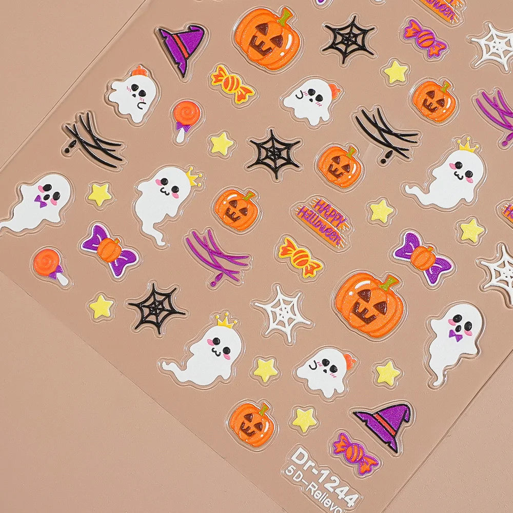 Halloween 5D Embossed Nail Stickers