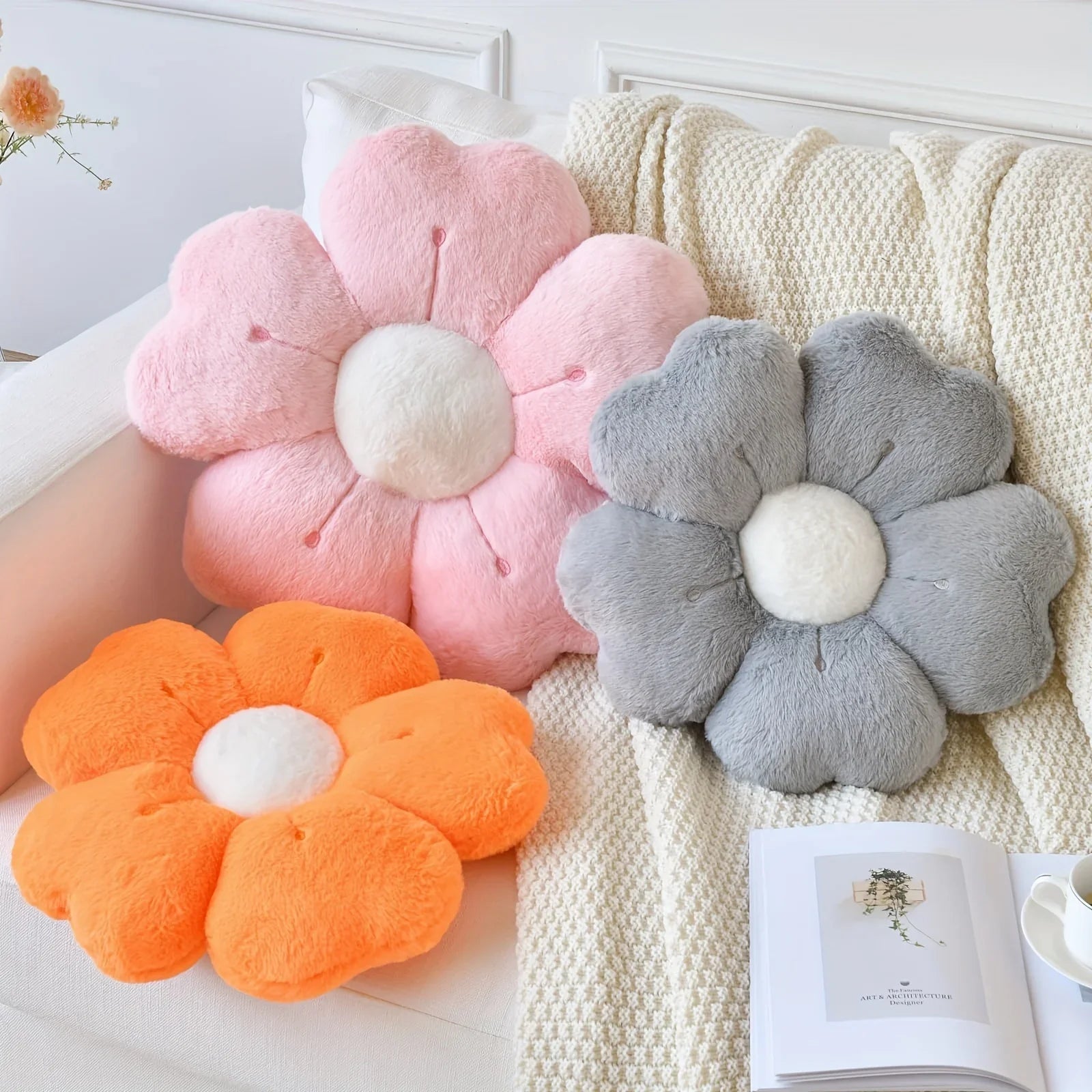 Plush Daisy Flower Pillow