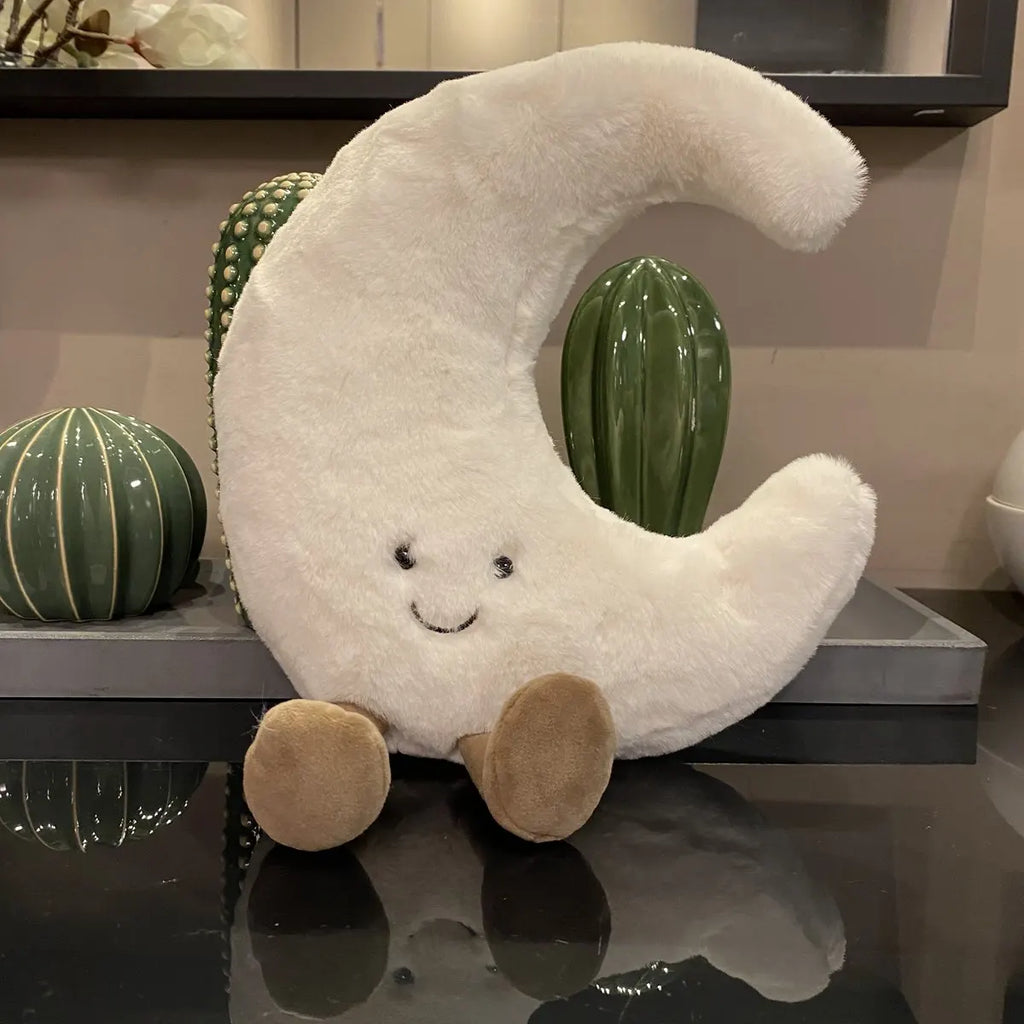 White Moon & Yellow Sun Plushie Pillow