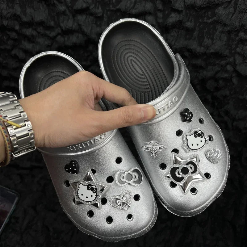 Cute Kitty Metallic Shoe Charms