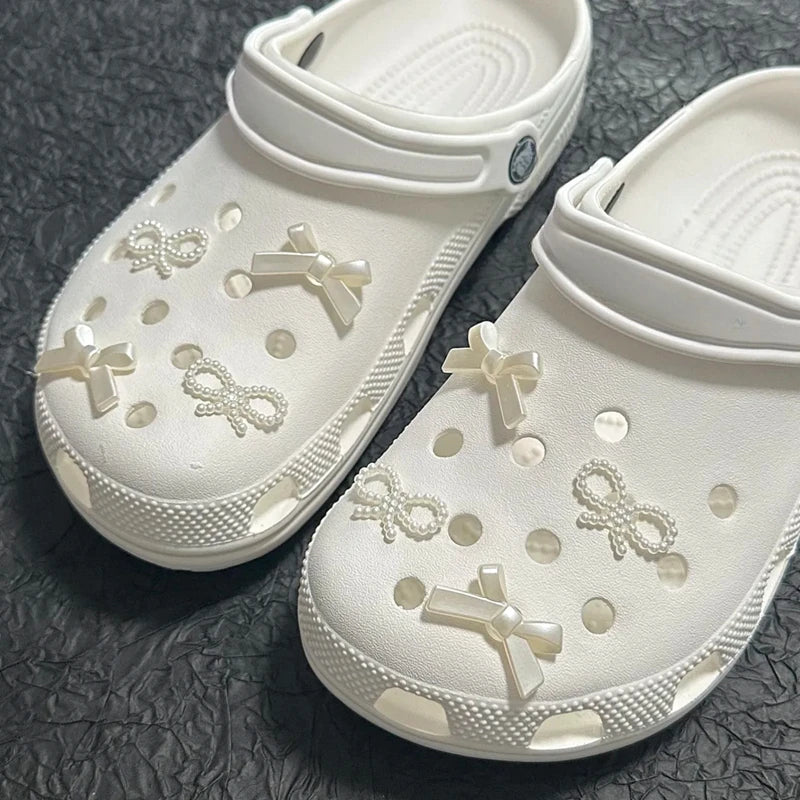 Pearl Bow Shoe Charms