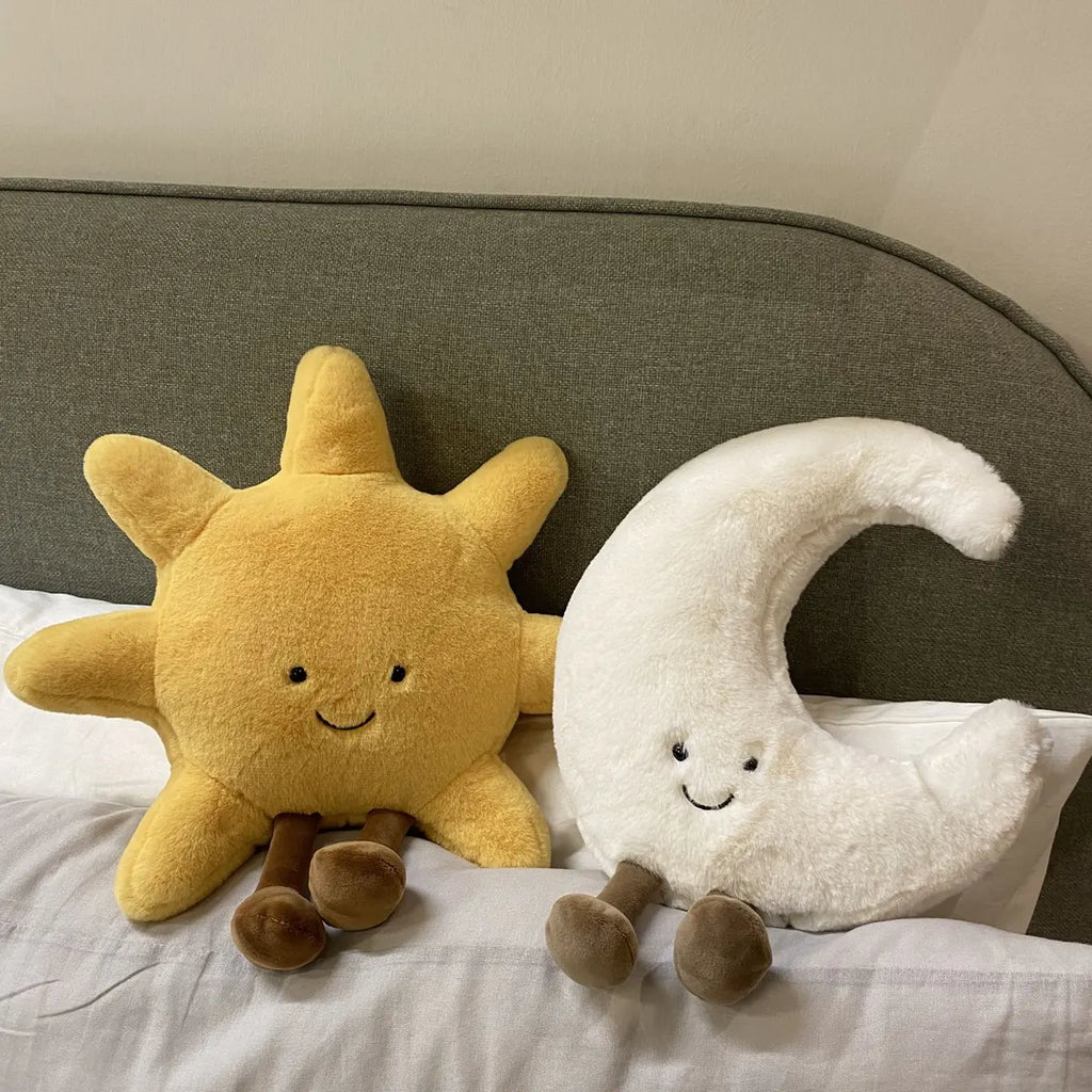 White Moon & Yellow Sun Plushie Pillow