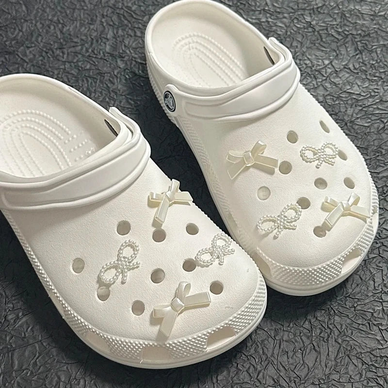 Pearl Bow Shoe Charms