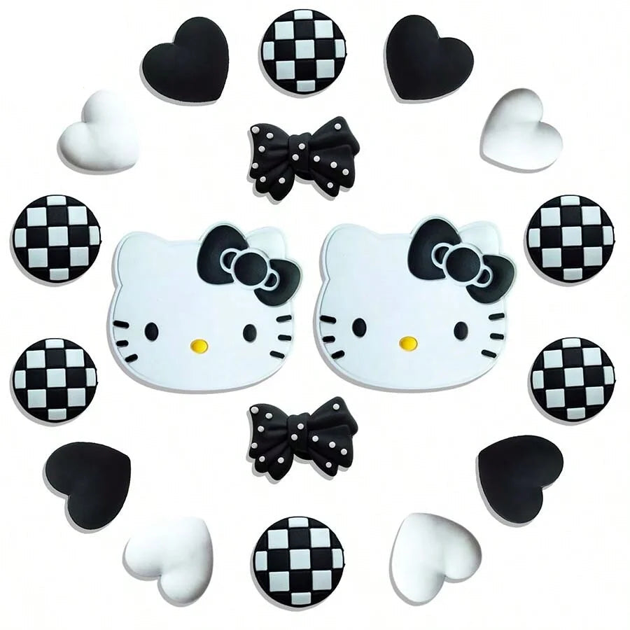 Black & White Kitty Shoe Charms