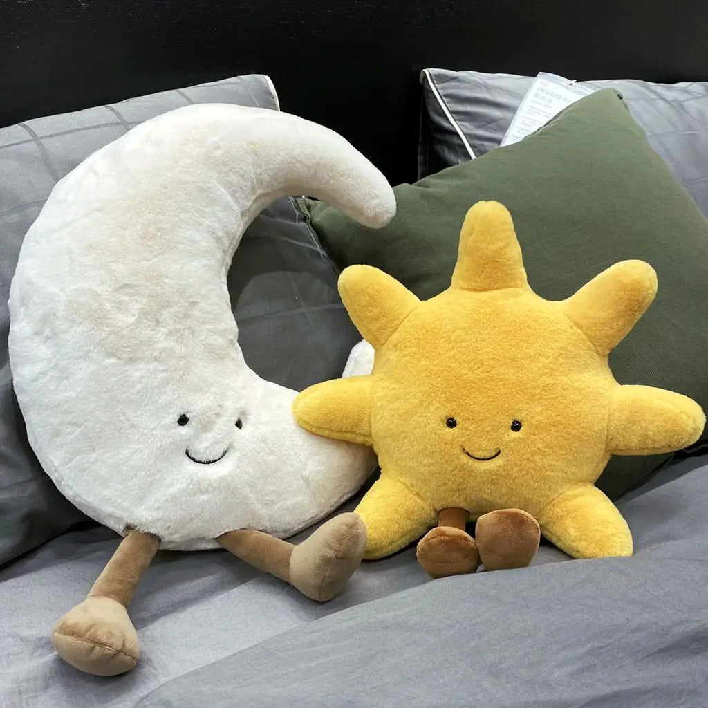 White Moon & Yellow Sun Plushie Pillow