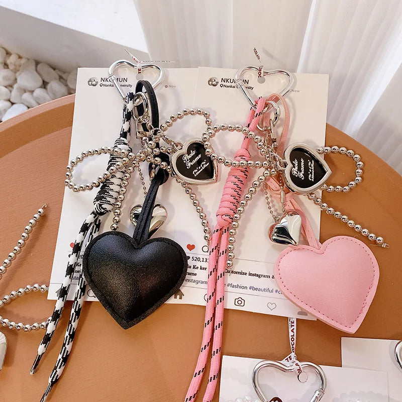 Leather Heart Bow Keychain