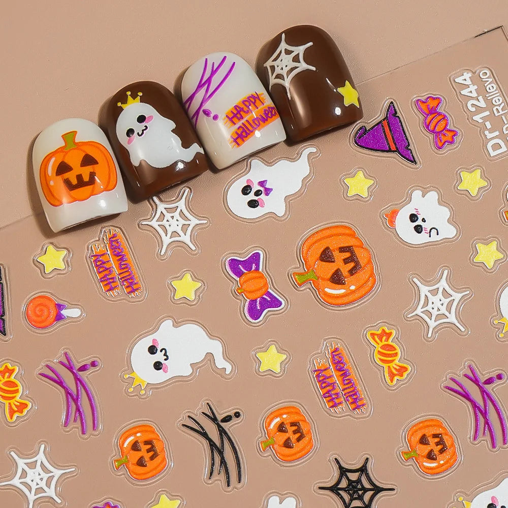 Halloween 5D Embossed Nail Stickers